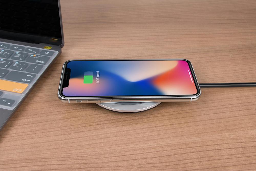 iPhone on wireless charging pod